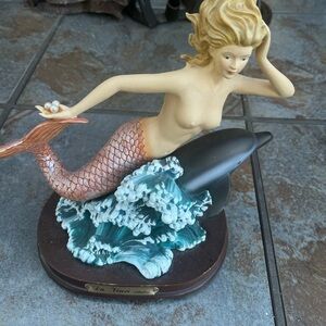 Mermaid and Dolphin Figurine - Multicolor